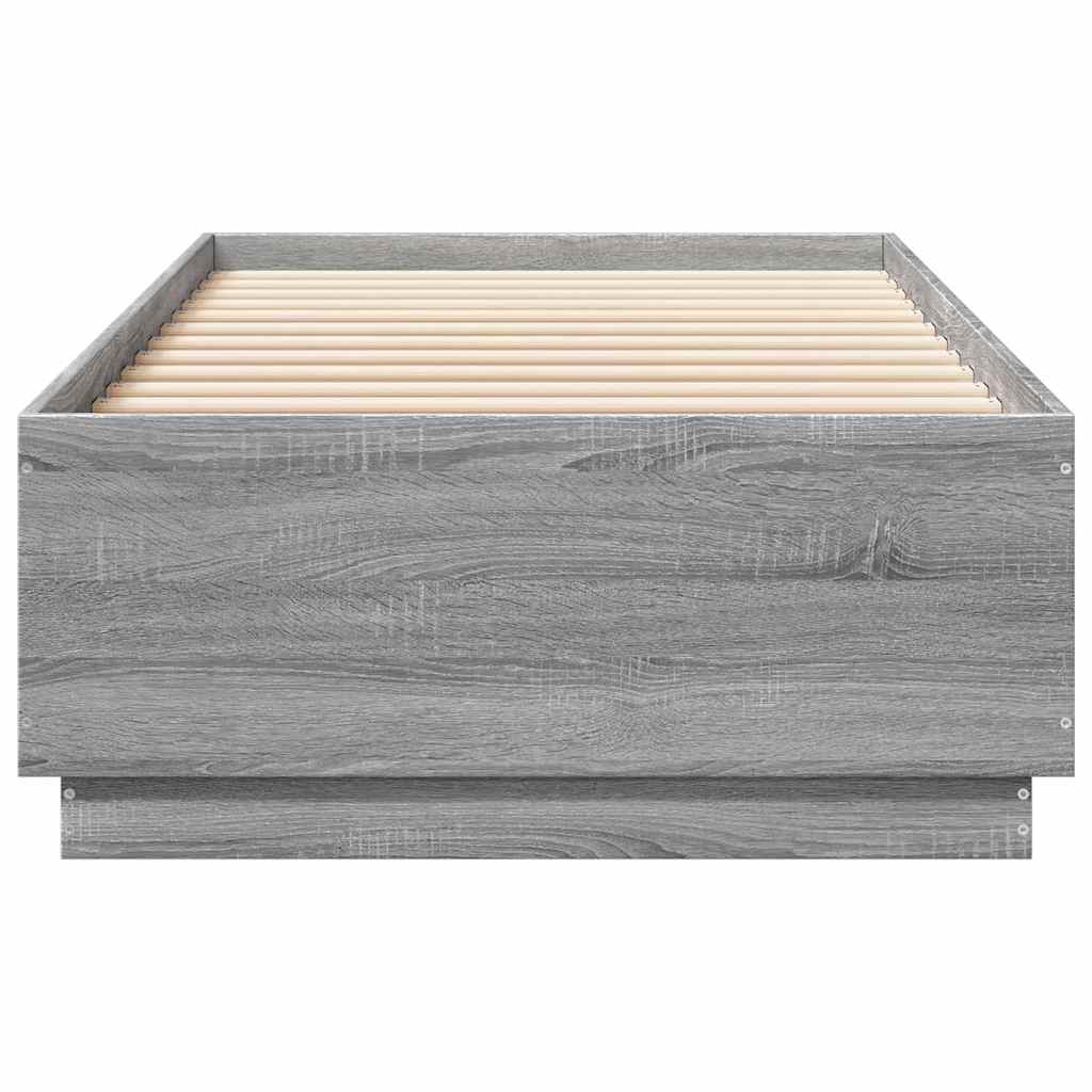 vidaXL Bed Frame without Mattress Grey Sonoma 100x200 cm 4