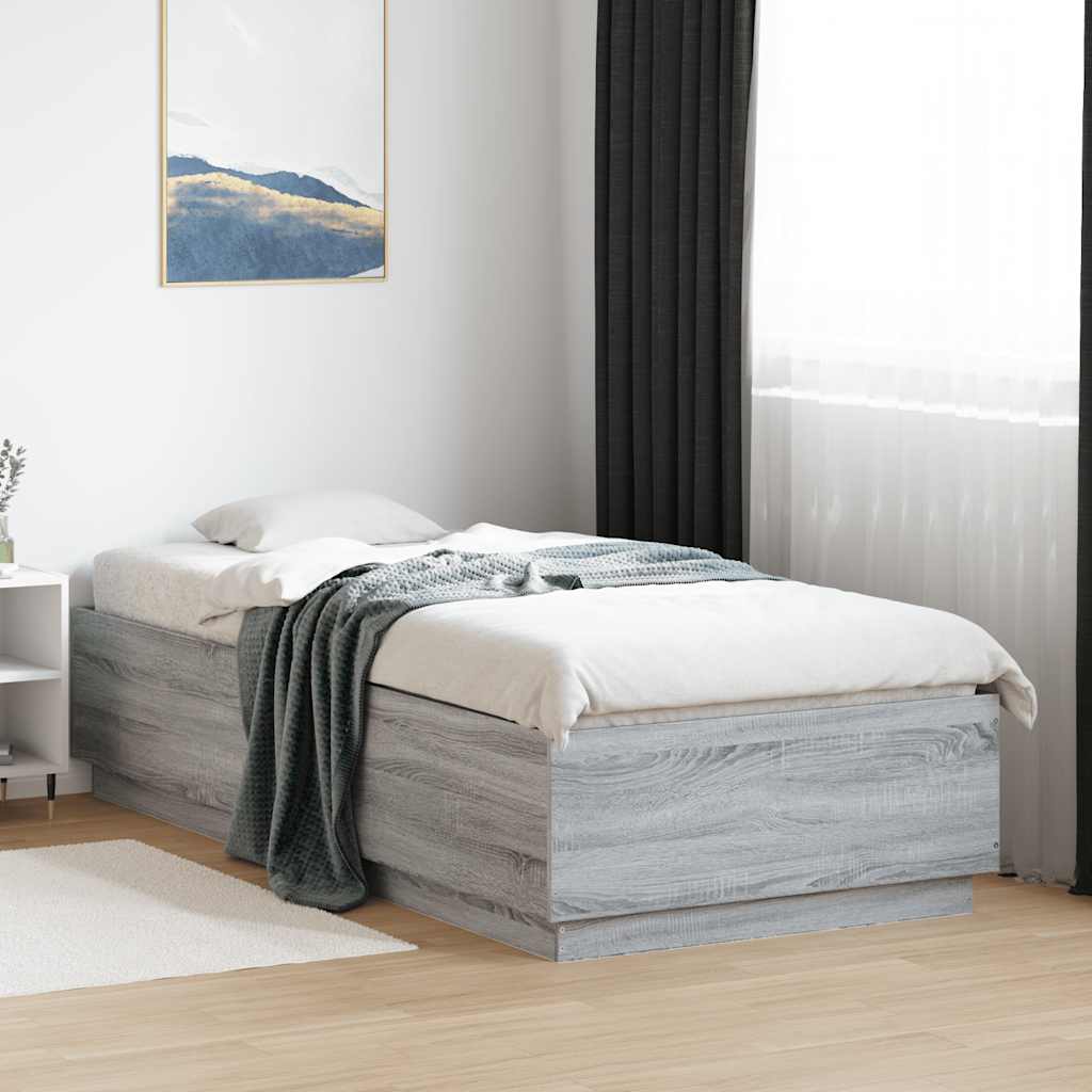 vidaXL Bed Frame without Mattress Grey Sonoma 100x200 cm 1
