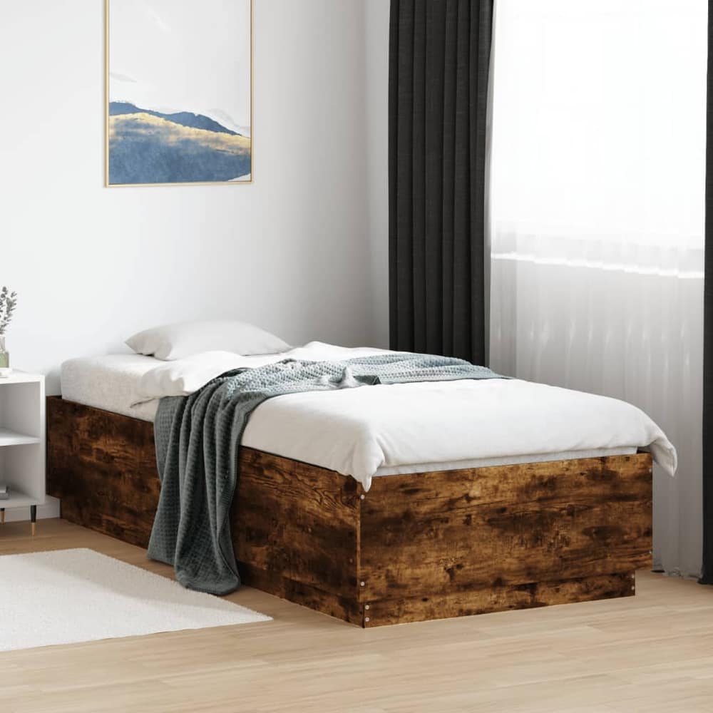 Bed Frame without Mattress 90x200 cm Smoked oak
