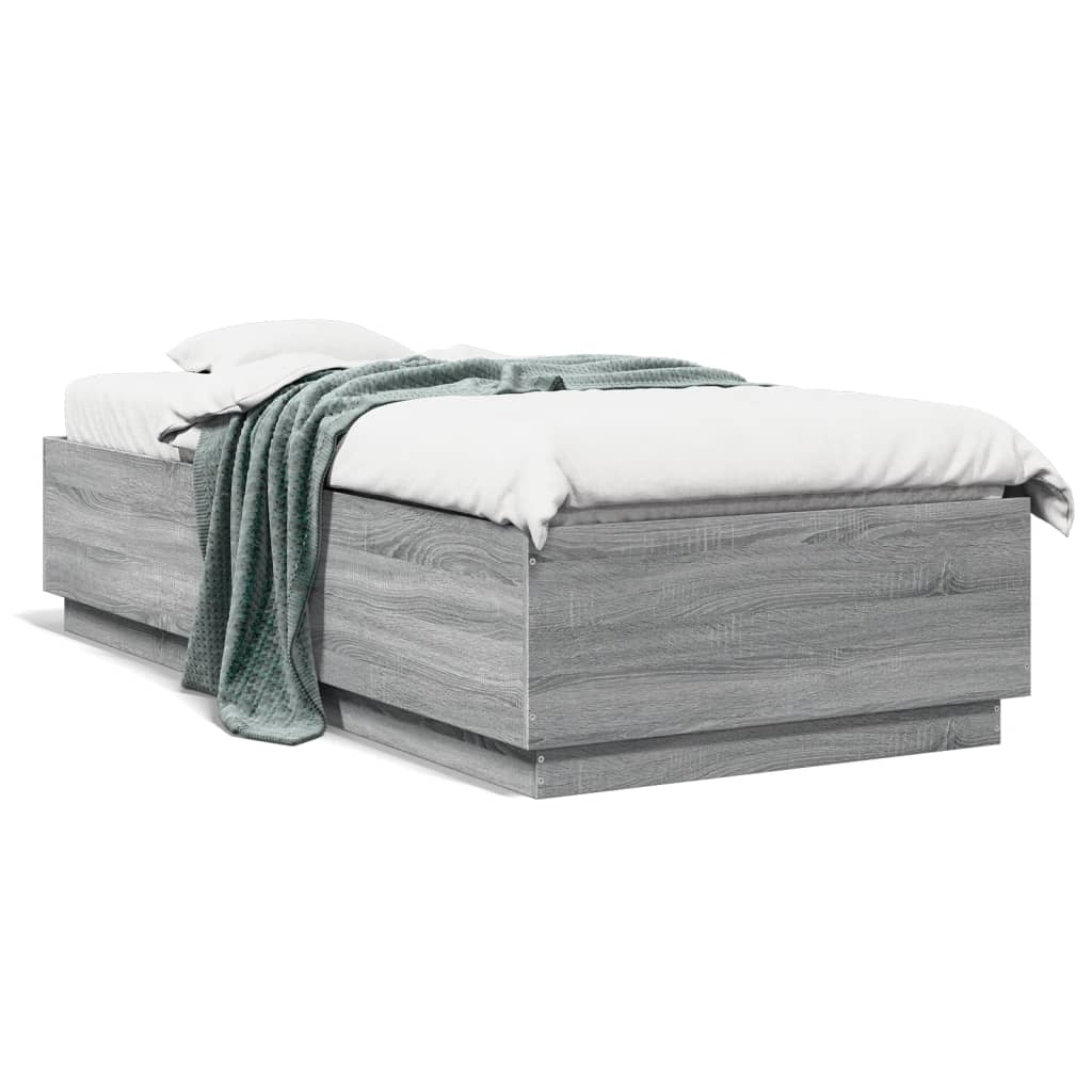 vidaXL Bed Frame without Mattress Grey Sonoma 90x200 cm 2