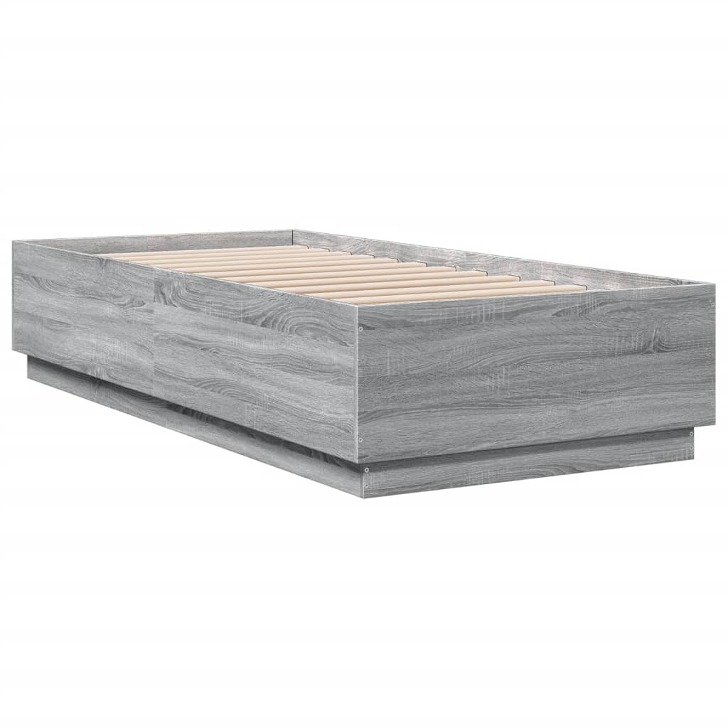 vidaXL Bed Frame without Mattress Grey Sonoma 90x200 cm 3