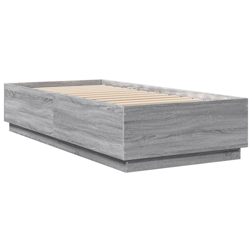 vidaXL Bed Frame without Mattress Grey Sonoma 90x200 cm 6