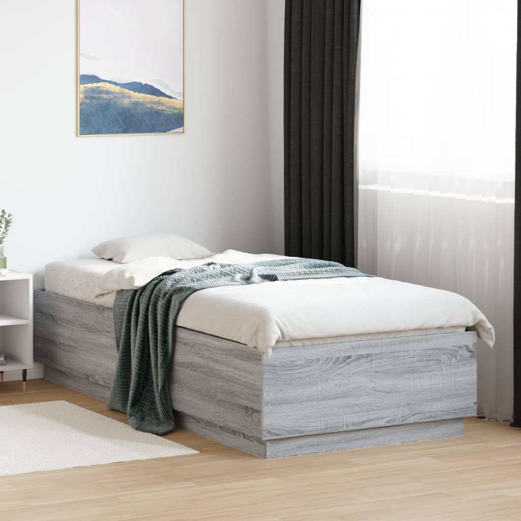 vidaXL Bed Frame without Mattress Grey Sonoma 90x200 cm 1