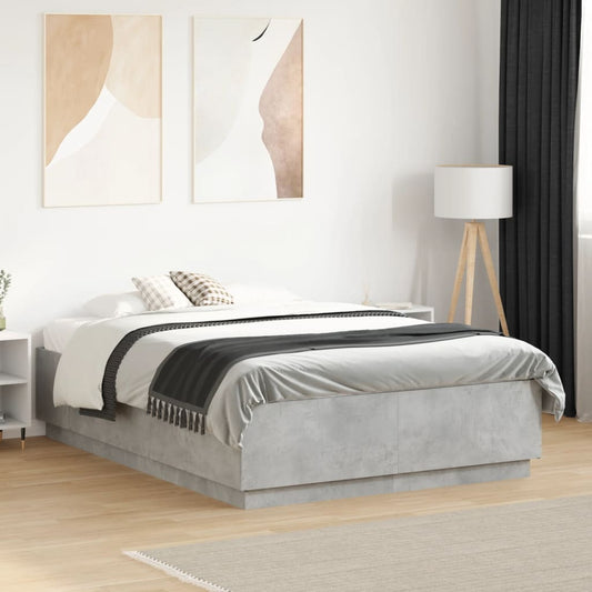 Bed Frame without Mattress 140x190 cm Concrete grey