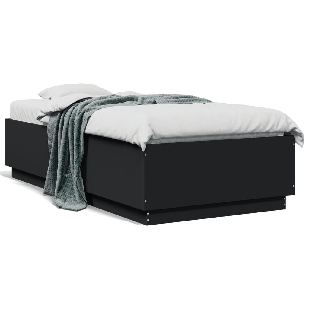 vidaXL Bed Frame without Mattress Black 90x190 cm Single 2
