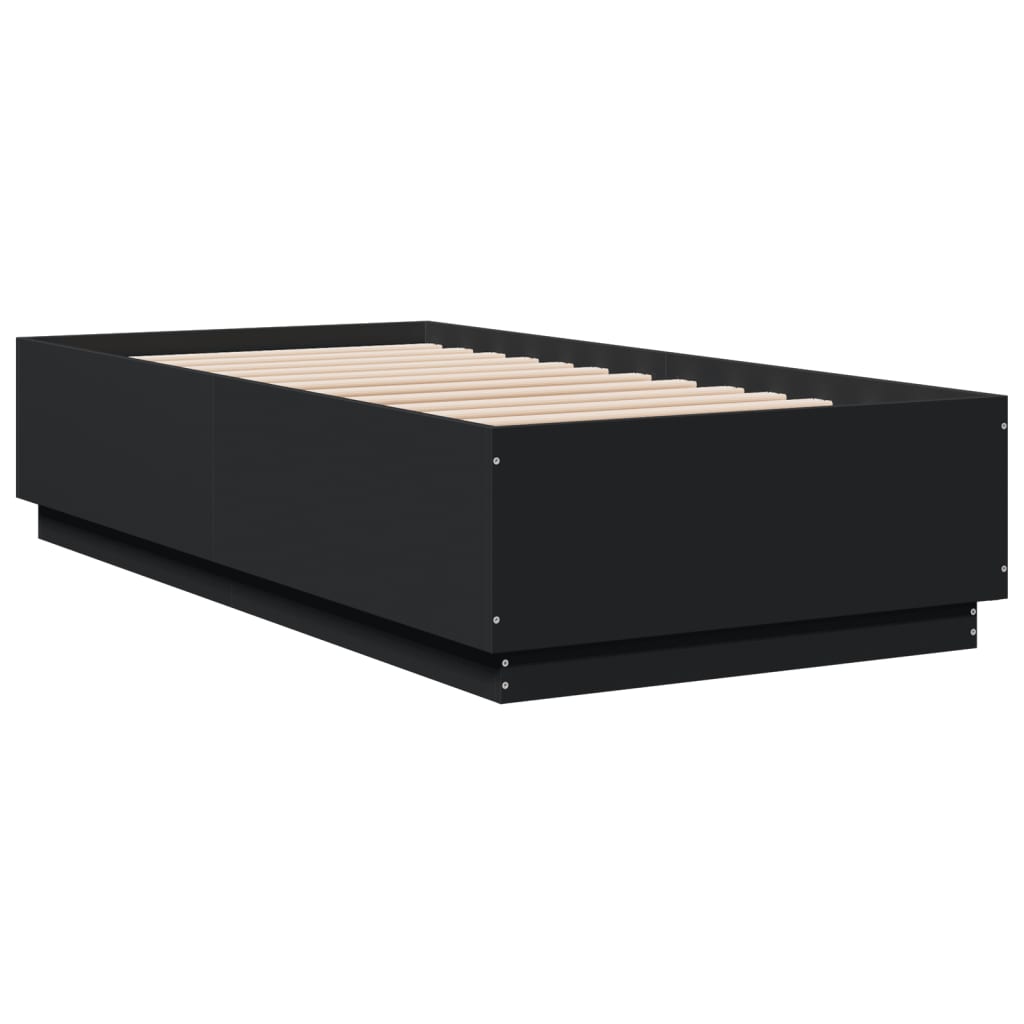 vidaXL Bed Frame without Mattress Black 90x190 cm Single 3