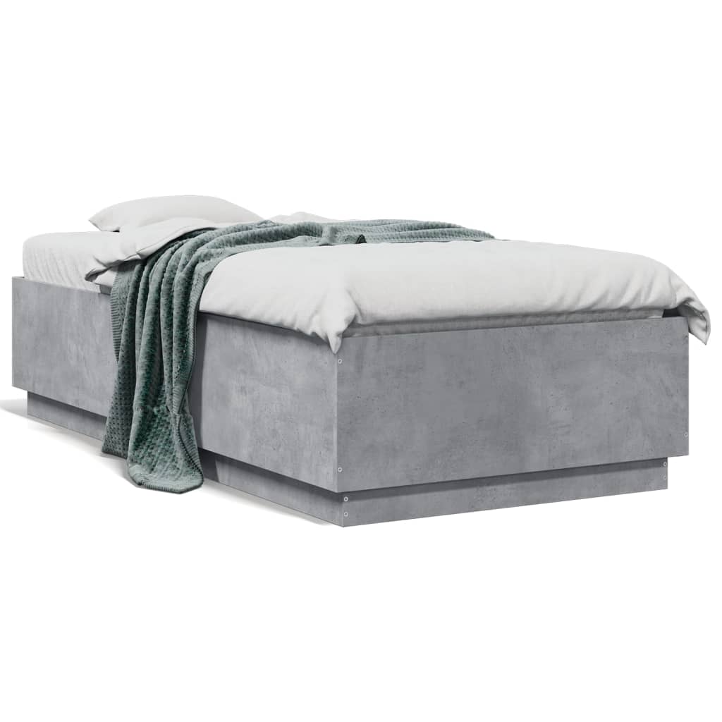 vidaXL Bed Frame without Mattress Concrete Grey 90x190 cm Single 2