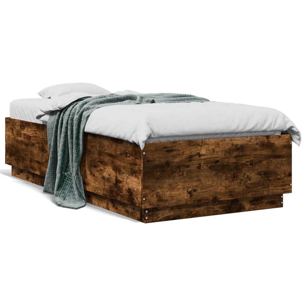 vidaXL Bed Frame without Mattress Smoked Oak 90x190 cm Single 2