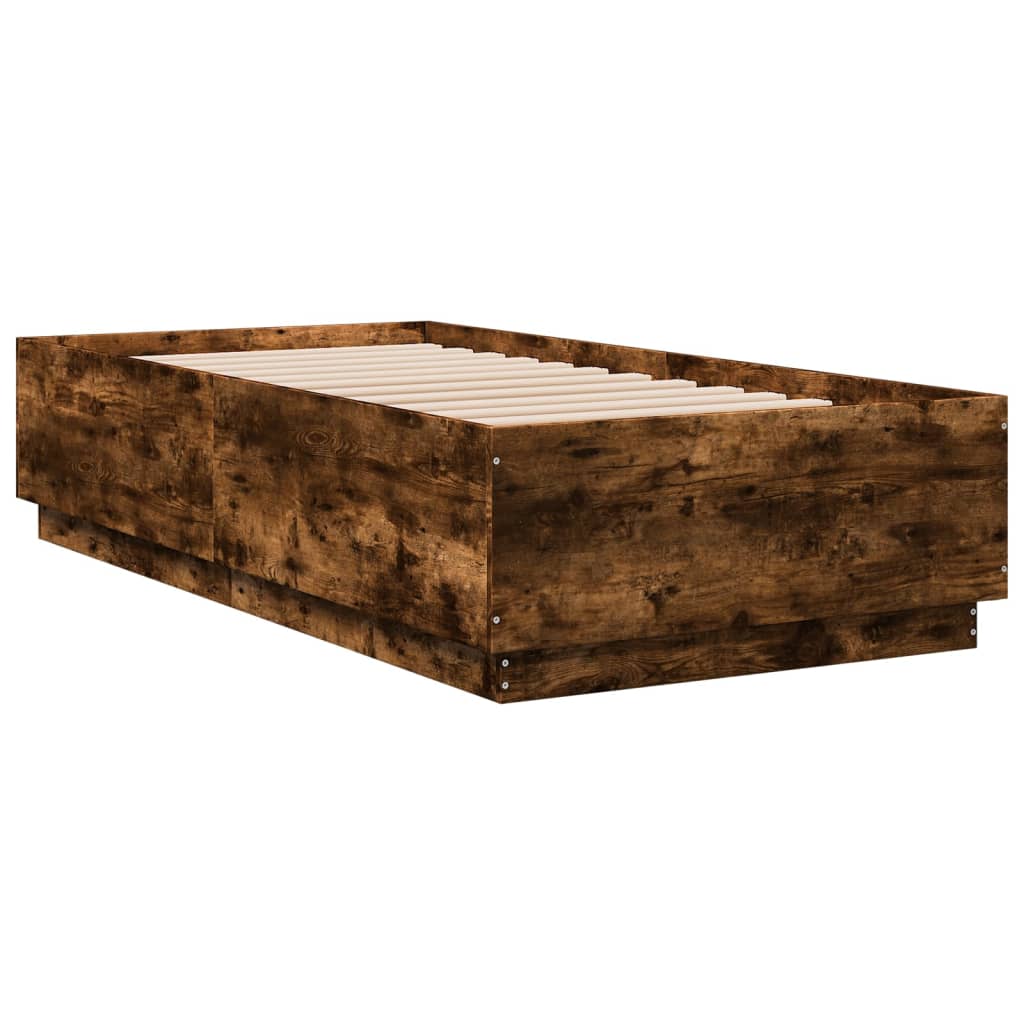 vidaXL Bed Frame without Mattress Smoked Oak 90x190 cm Single 3