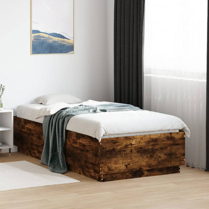 vidaXL Bed Frame without Mattress Smoked Oak 90x190 cm Single 1