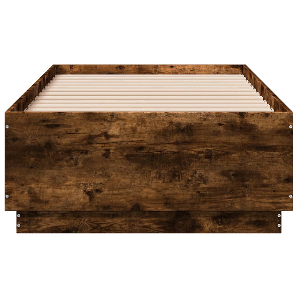 vidaXL Bed Frame without Mattress Smoked Oak 75x190 cm Small Single 4
