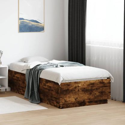 vidaXL Bed Frame without Mattress Smoked Oak 75x190 cm Small Single 1
