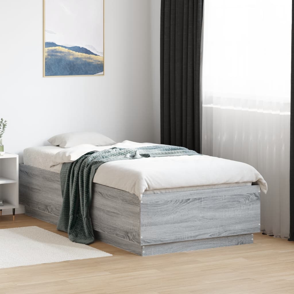 vidaXL Bed Frame without Mattress Grey Sonoma 75x190 cm Small Single 1