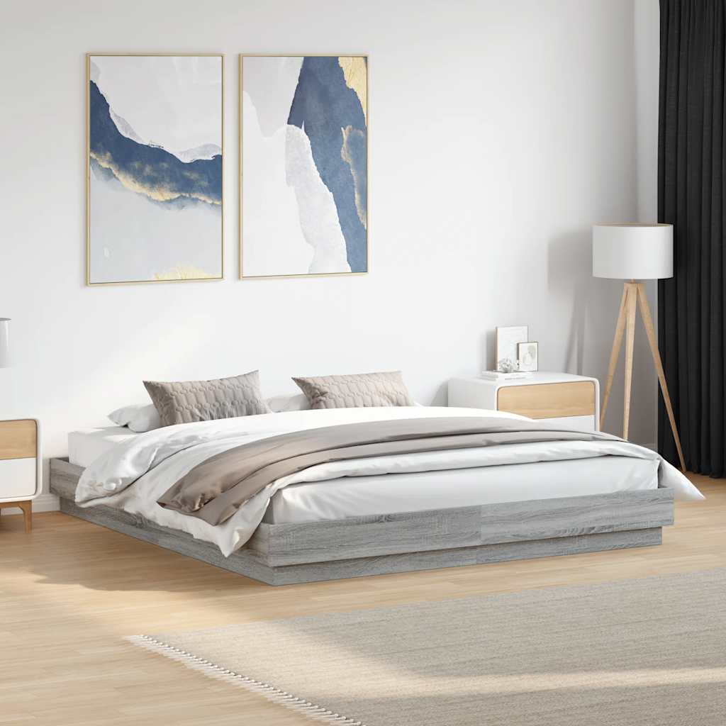 Bed Frame without Mattress 180x200 cm Grey sonoma