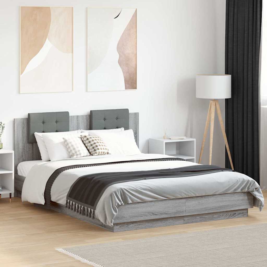 Bed Frame without Mattress 140x200 cm Grey sonoma