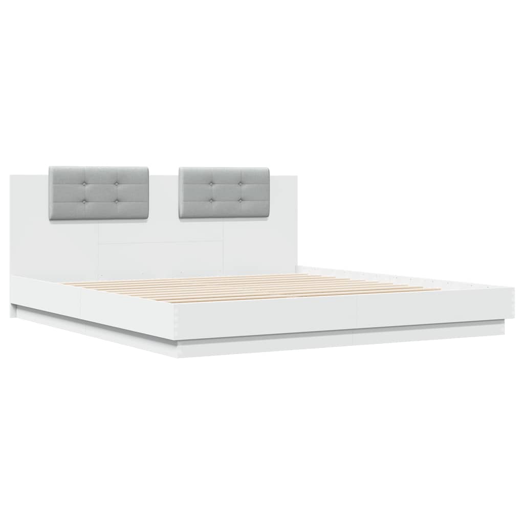 Bed Frame with LED without Mattress 180x200 cm White