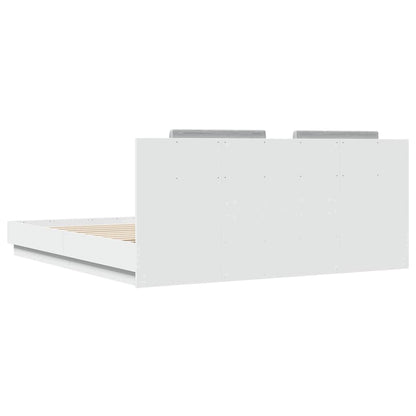 Bed Frame with LED without Mattress 180x200 cm White