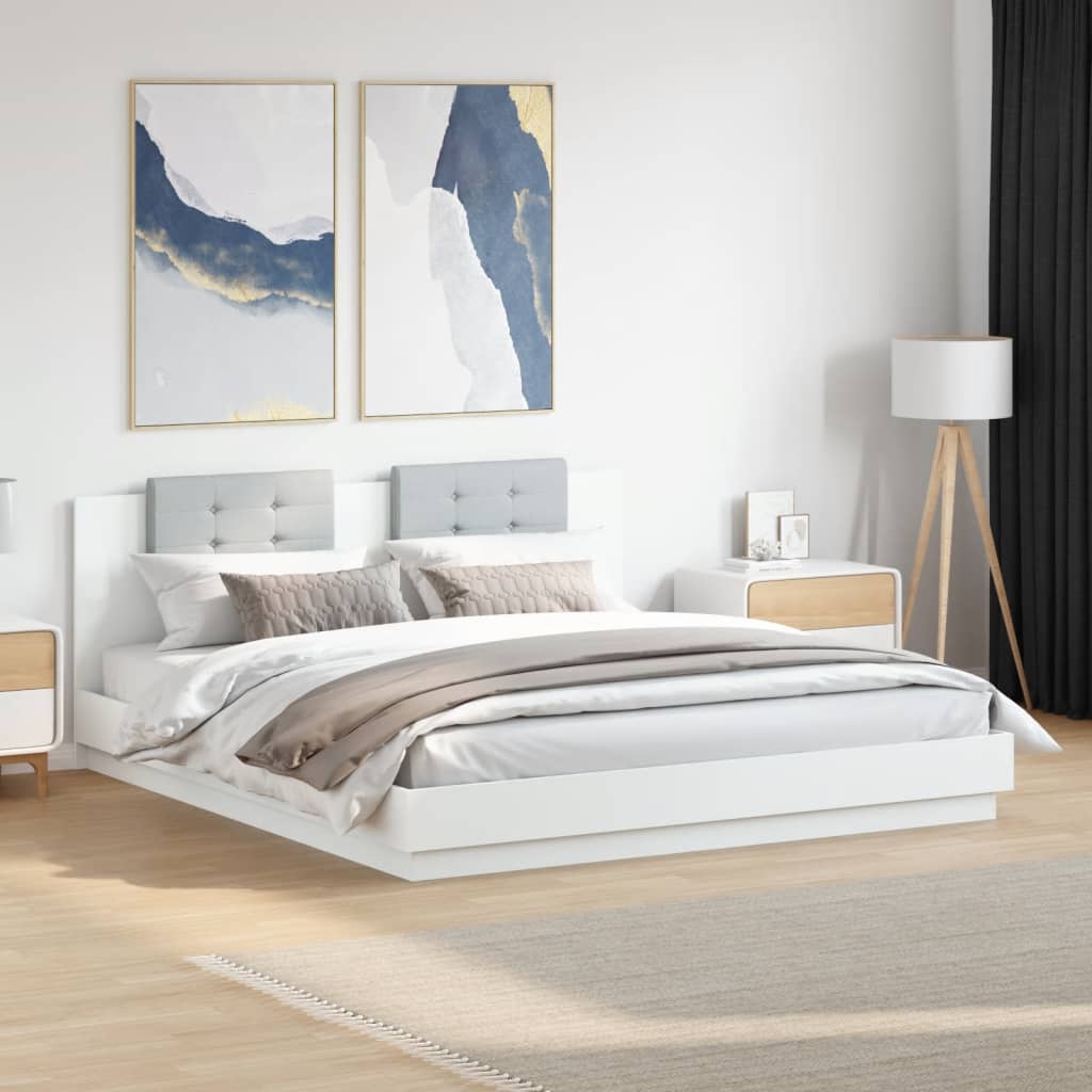 Bed Frame with LED without Mattress 180x200 cm White