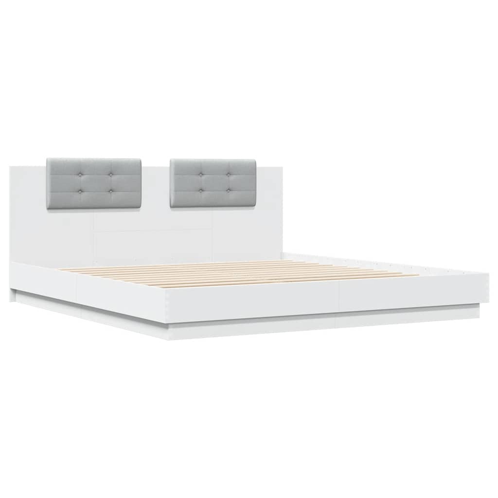 Bed Frame with LED without Mattress 160x200 cm White
