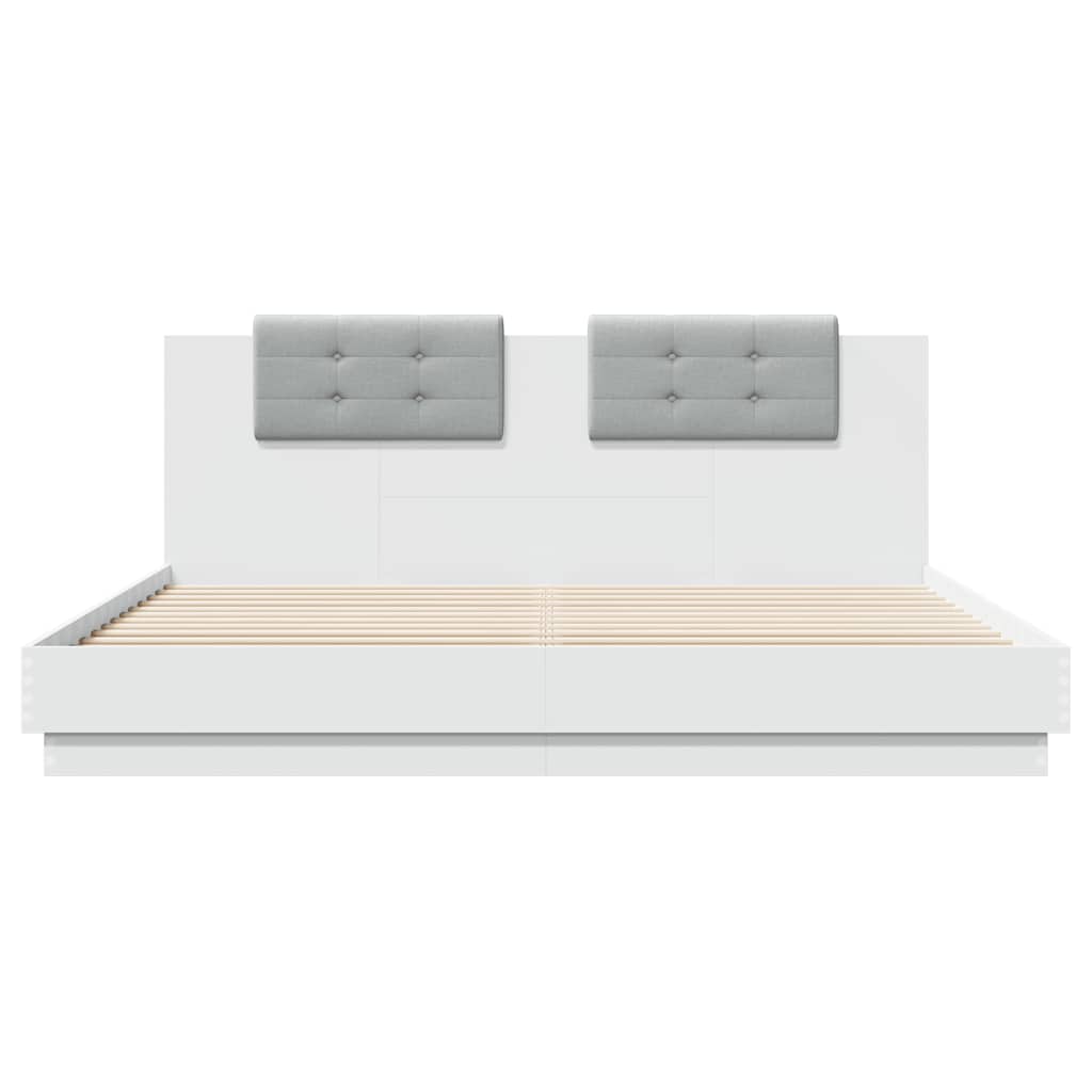 Bed Frame with LED without Mattress 160x200 cm White