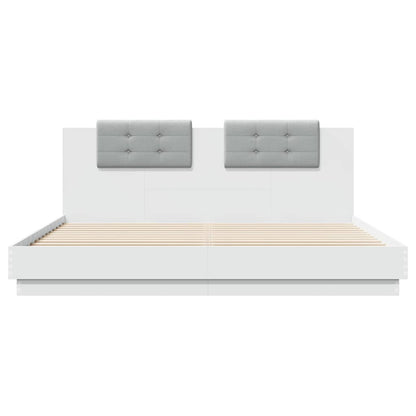 Bed Frame with LED without Mattress 160x200 cm White