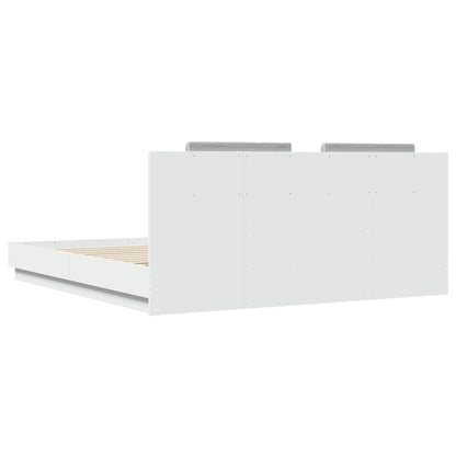 Bed Frame with LED without Mattress 160x200 cm White