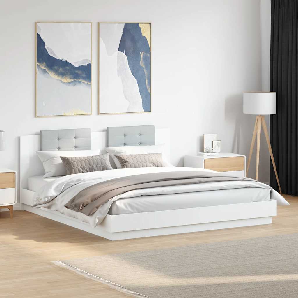 Bed Frame with LED without Mattress 160x200 cm White