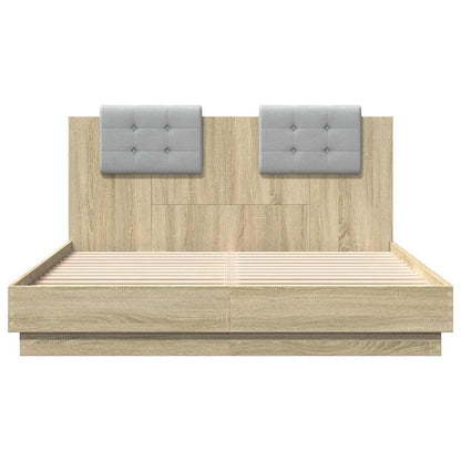 Bed Frame with LED without Mattress 140x200 cm Sonoma oak