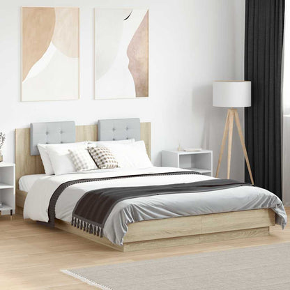 Bed Frame with LED without Mattress 140x200 cm Sonoma oak