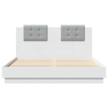 Bed Frame with LED without Mattress 120x200 cm White