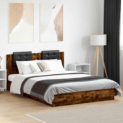 Bed Frame with LED without Mattress 120x200 cm Smoked oak