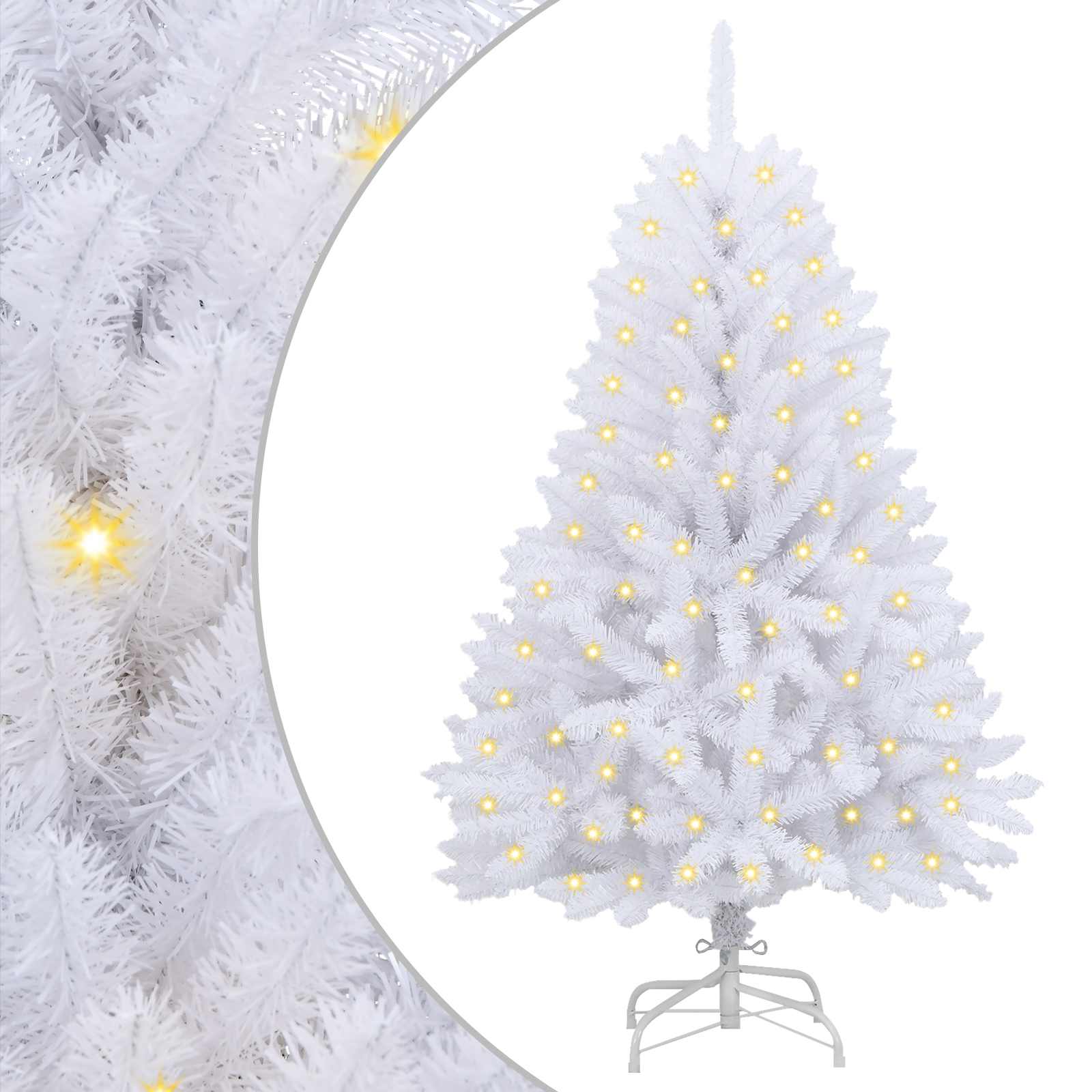 vidaXL Artificial Christmas Tree 150 LEDs PVC and Steel White 2