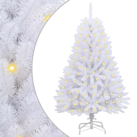 vidaXL Artificial Christmas Tree 150 LEDs PVC and Steel White 2