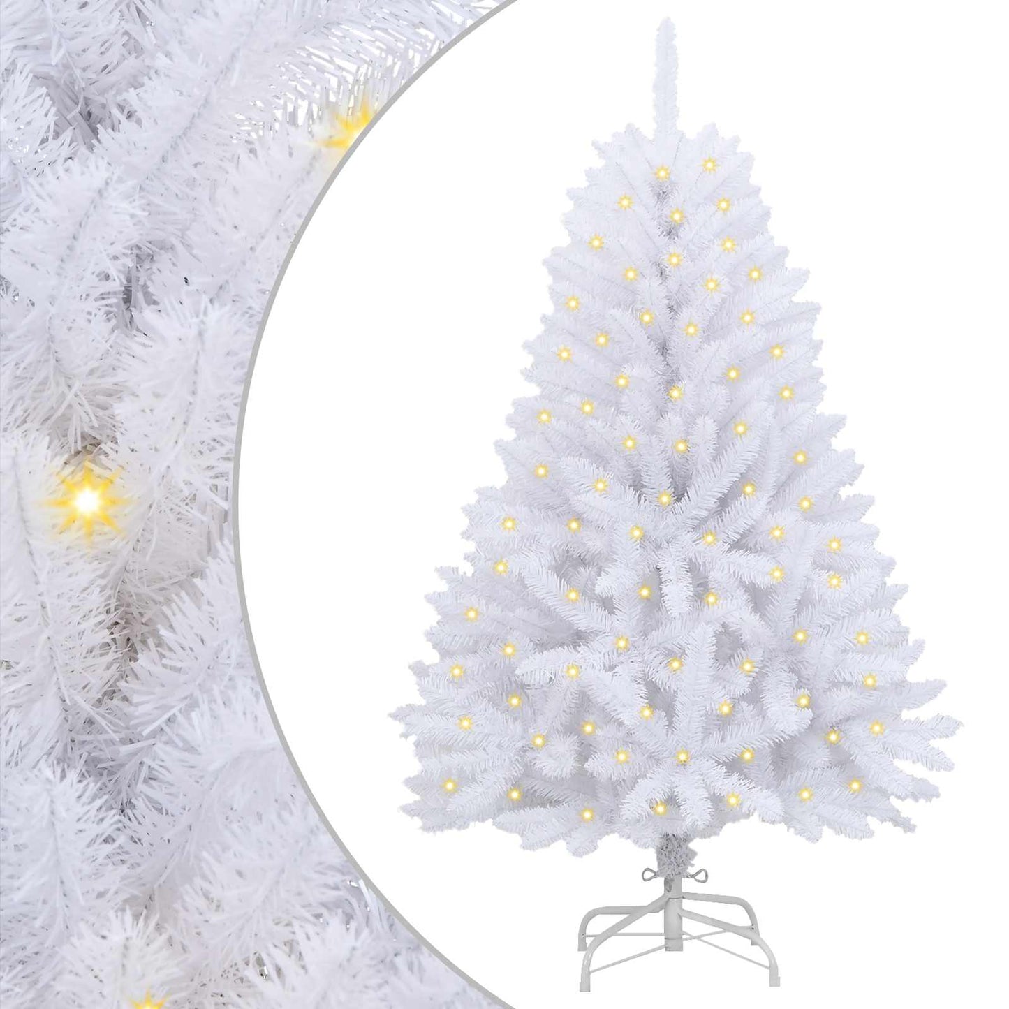 vidaXL Artificial Christmas Tree 150 LEDs PVC and Steel White 2