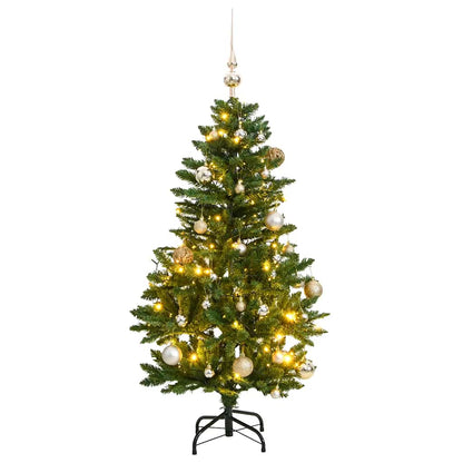 vidaXL Artificial Hinged Christmas Tree 150 LEDs & Ball Set 120 cm 1