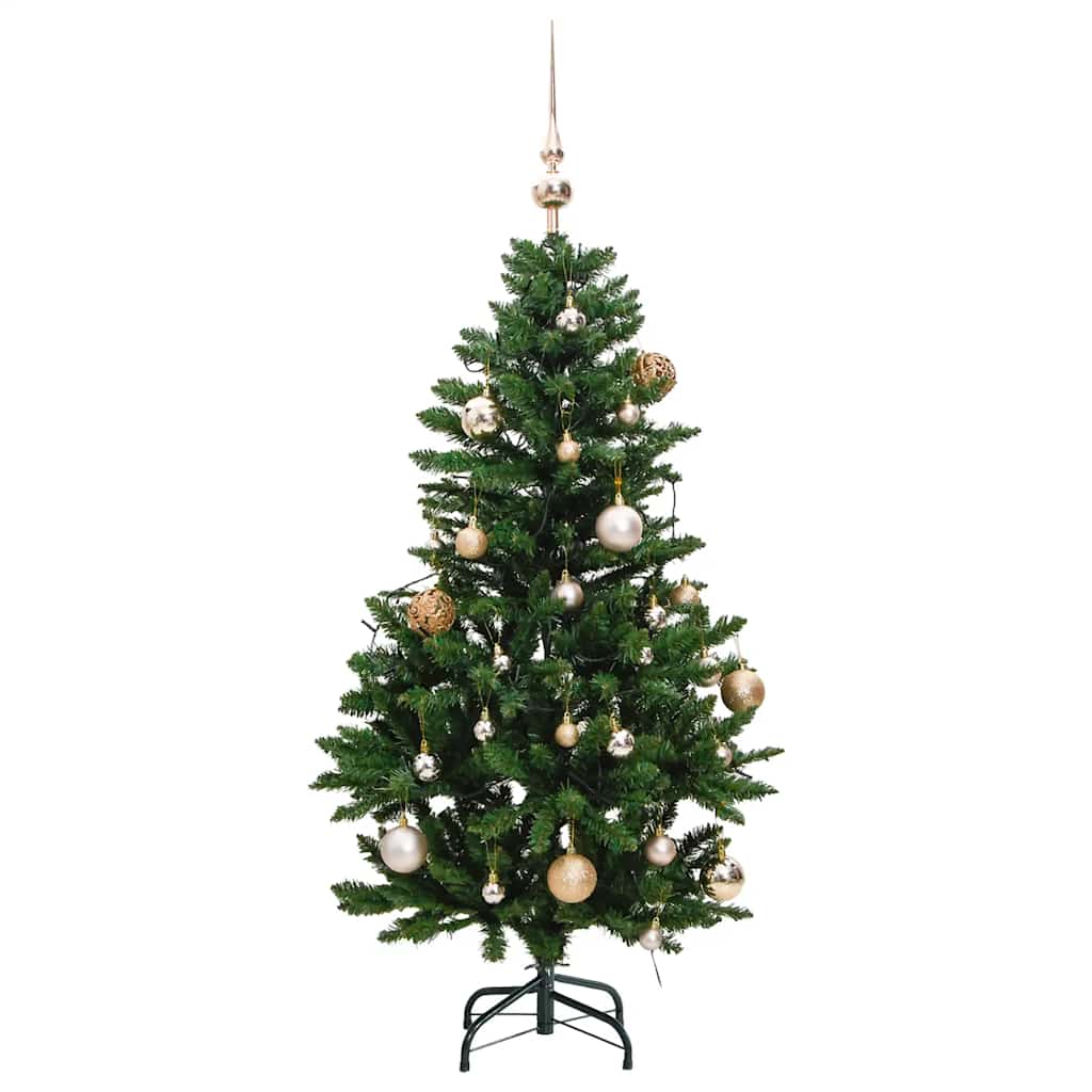 vidaXL Artificial Hinged Christmas Tree 150 LEDs & Ball Set 120 cm 4