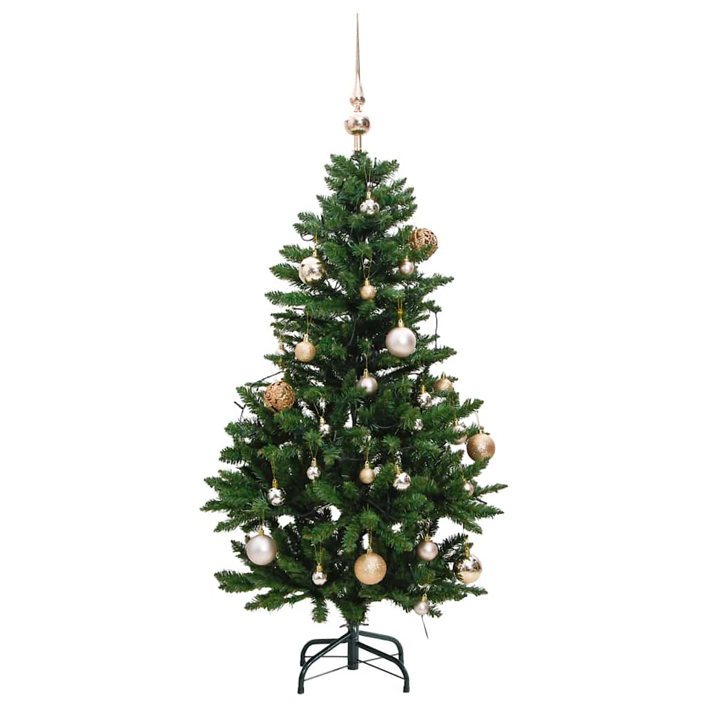 vidaXL Artificial Hinged Christmas Tree 150 LEDs & Ball Set 150 cm 4