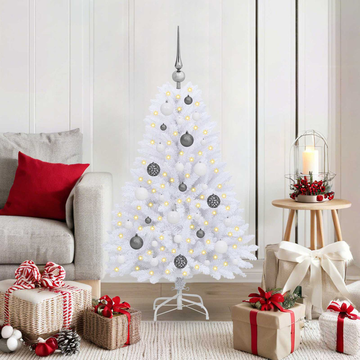 vidaXL Artificial Christmas Tree 120 cm PVC and Steel White Ø 68 x 120 cm