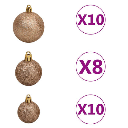 Artificial Christmas Tree Snow Flocked with LED Light 180 cm with LEDs&rose gold balls