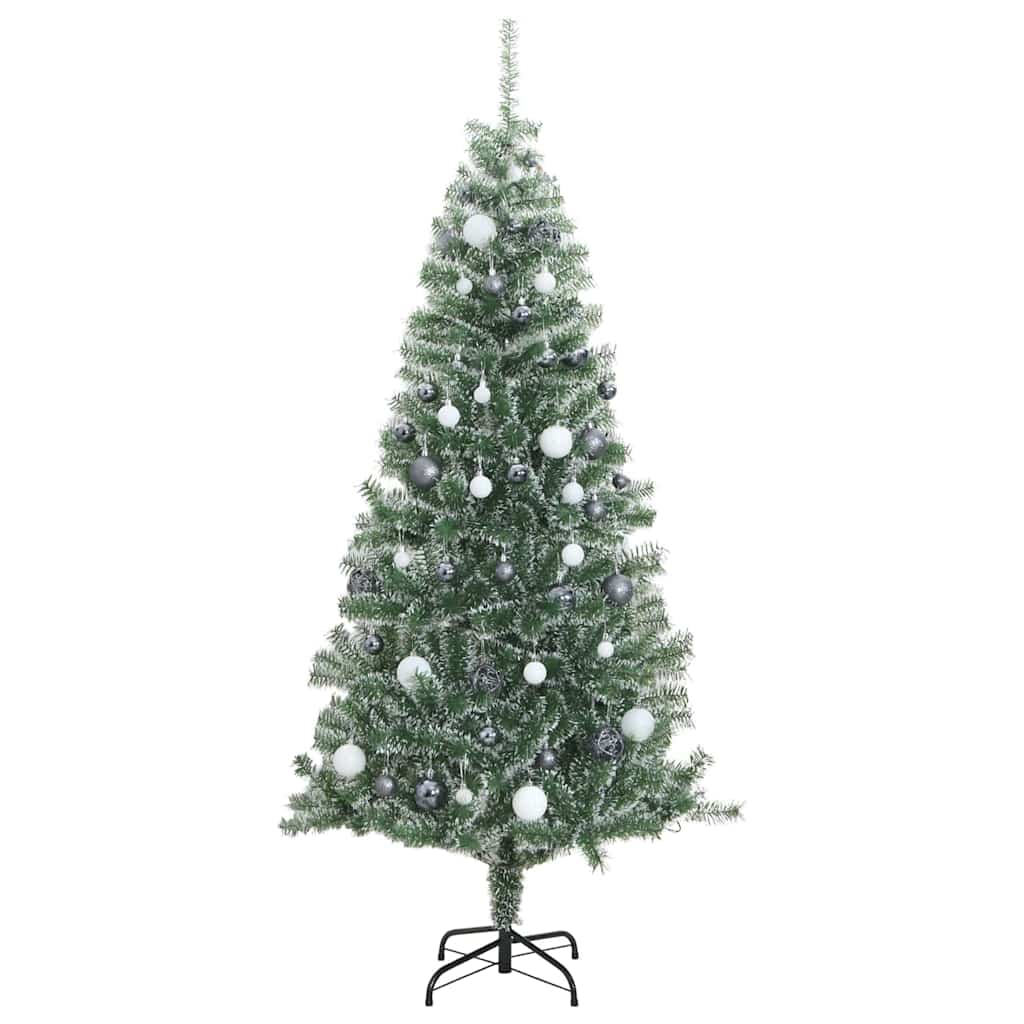 Artificial Christmas Tree Snow Flocked LED Light LEDs&white/grey balls