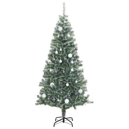 Artificial Christmas Tree Snow Flocked LED Light LEDs&white/grey balls