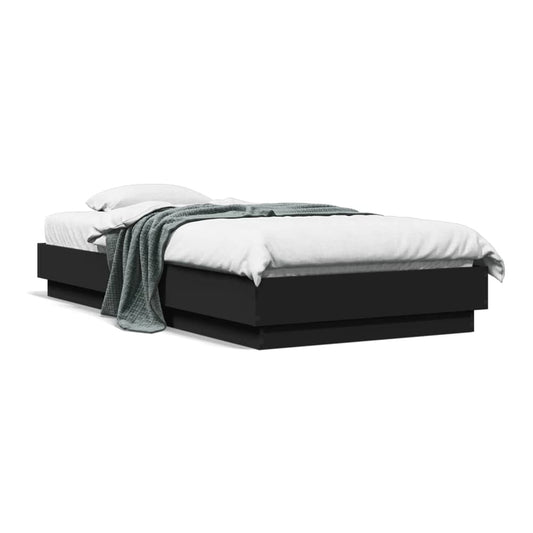 Bed Frame without Mattress with LED Lights Length 190 cm Black 75 cm