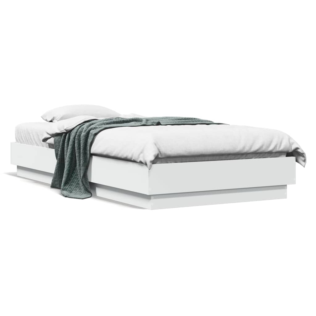 vidaXL Bed Frame without Mattress White 75x190 cm Small Single Engineered Wood 2