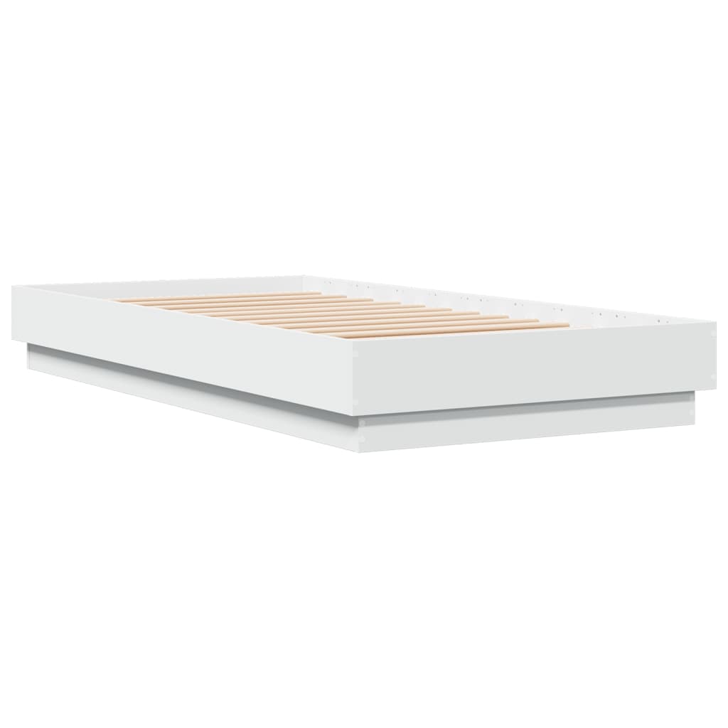 vidaXL Bed Frame without Mattress White 75x190 cm Small Single Engineered Wood 3