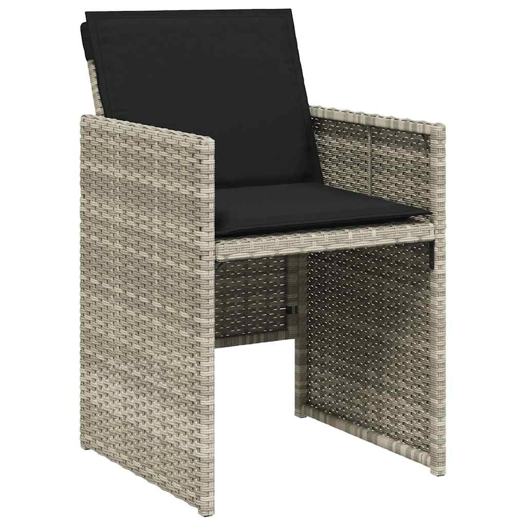 11 Piece Garden Dining Set with Cushions Poly Rattan Glass 10 pcs Light grey