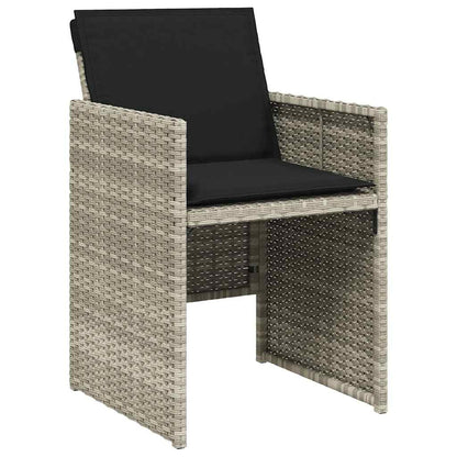 11 Piece Garden Dining Set with Cushions Poly Rattan Glass 10 pcs Light grey