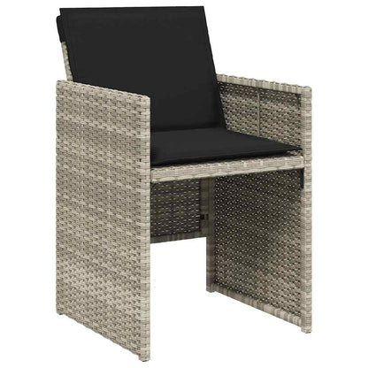 17 Piece Garden Dining Set with Cushions Poly Rattan Glass 16 pcs Light grey
