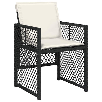 Garden Dining Cushions Poly Rattan Wood Black cream