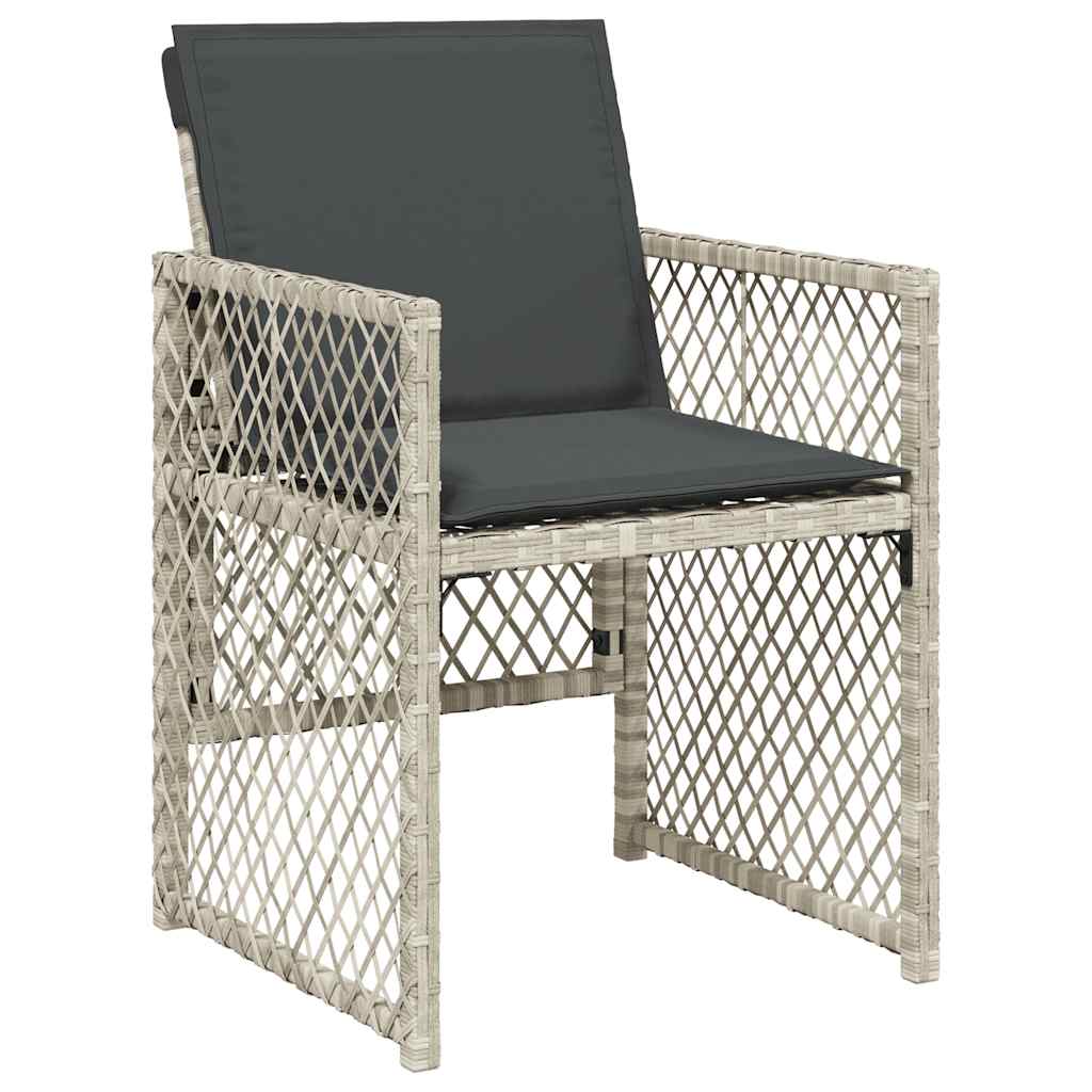 17 Piece Garden Dining Set with Cushions Poly Rattan Glass 16 pcs Light grey