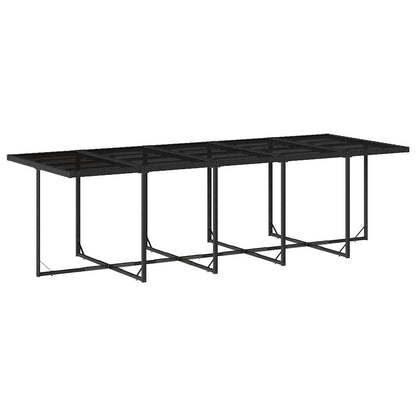 15 Piece Garden Dining Set with Cushions Poly Rattan Glass 14 pcs Black
